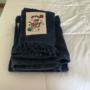 Navy Blue Snowman Decorative Towel Set